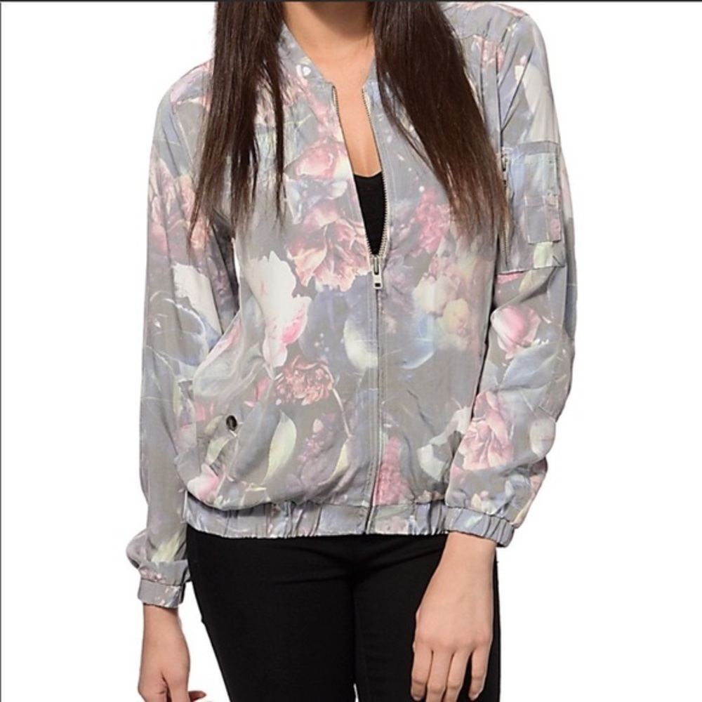 ✨Obey✨ Floral bomber jacket Size XS